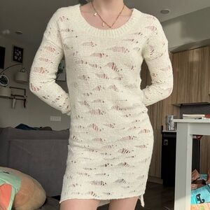 Free People FP Cream Knit Dress/Tunic Top with Boho Vibe